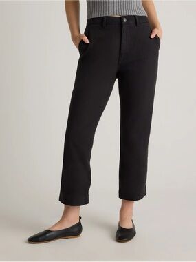 Quince Organic Stretch Cotton Twill Straight Leg Cropped Pants